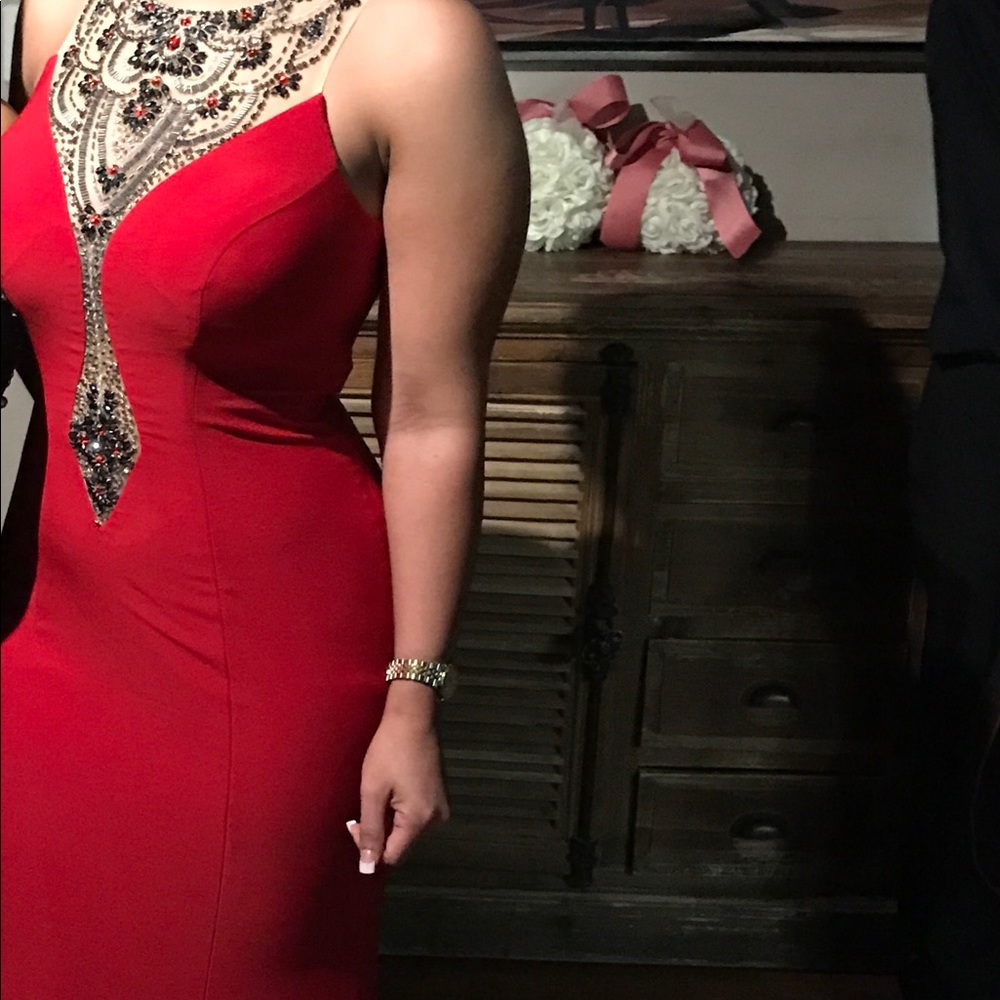 Betsy & Adam Red Long Dress